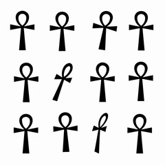 Ankh symbol shapes spiritual egyptian tradition set