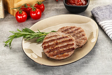 Grilled two beef burger cutlet