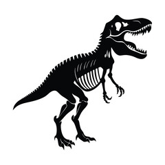 Fototapeta premium T rex dinosaur silhouette running in prehistoric jurassic nature vector illustration