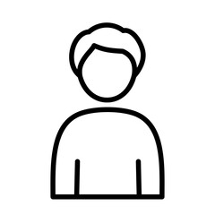 Male user avatar with side parted hair. Line icon of a person, online account profile, or team member. Black and white graphic with adjustable stroke weight.