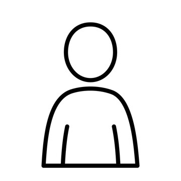 User avatar symbol. Line icon of a person, online account profile, identity, team member, or individual. Black and white graphic with adjustable stroke weight.