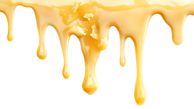 Melted Caramel Ice Cream Dripping isolated on a transparent background
