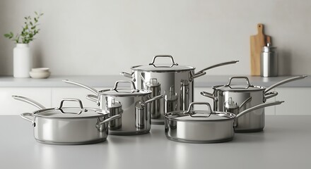 Elegant Stainless Steel Cookware Set Modern Kitchen Essentials