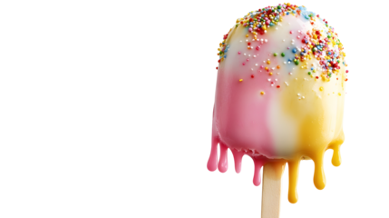 Melting Ice Cream Bar Rainbow Sprinkles isolated on a transparent background