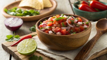 Fresh healthy vegetarian salad with avocado, tomatoes, and mixed vegetables in a bowl