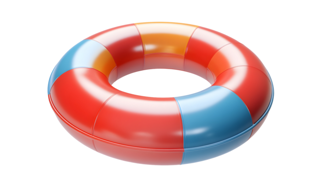 Red, Orange, Blue Inflatable Ring isolated on a transparent background
