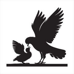 Obraz premium Silhouette vector of a pigeon in flight on white background