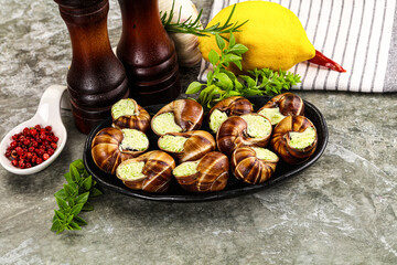 Fresnch escargort with basil butter