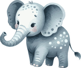 Vector adorable illustration of a baby elephant