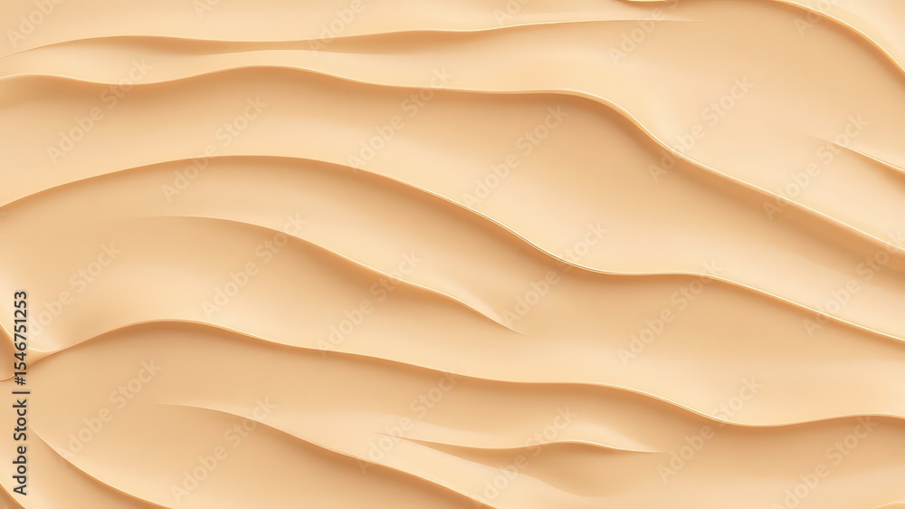 Poster smooth tan texture close-up an even layer of light brown creamy material in undulating ridges