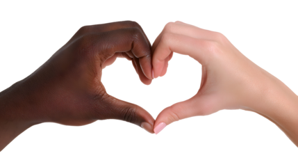 Diverse Hands Forming Heart Shape isolated on a transparent background