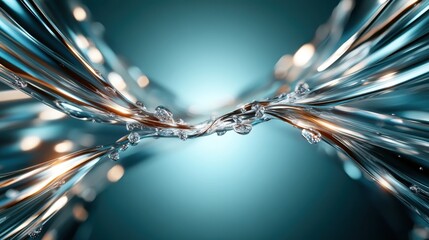 An artistic representation of fluid lines and shimmering surfaces evokes a sense of movement and elegance, showcasing the beauty of modern abstract art.