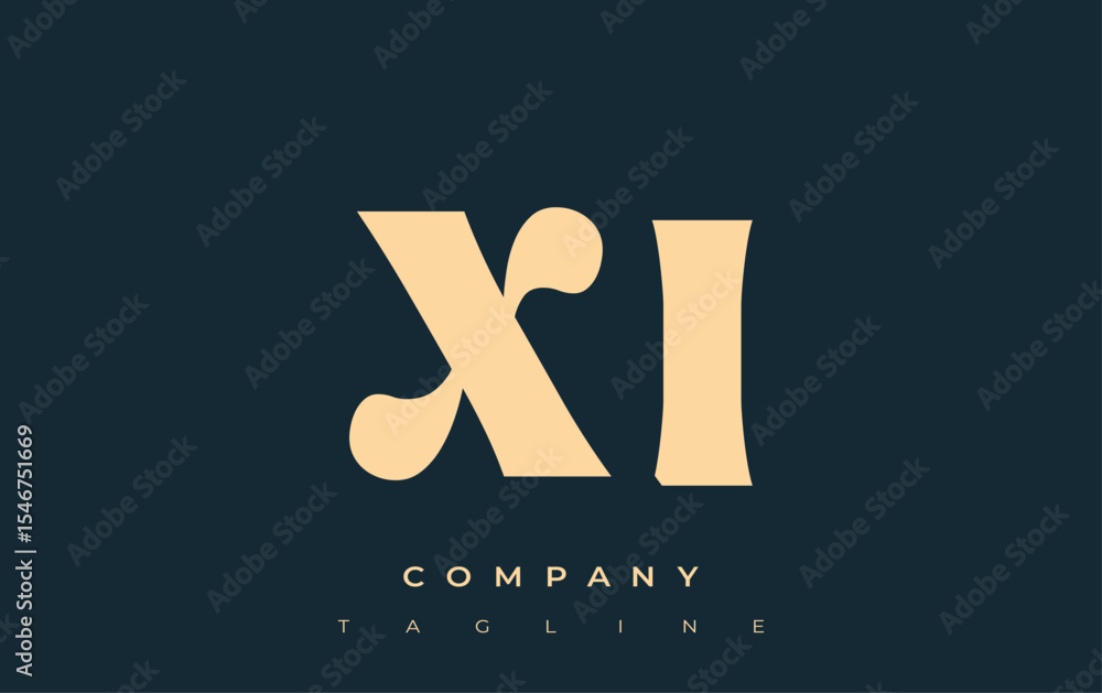 Fototapete xi creative abstract typography logo design. elegant logo combining bold typography and creative sha