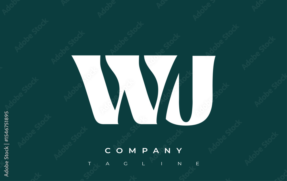Fototapete wu creative abstract typography logo design. elegant logo combining bold typography and creative sha