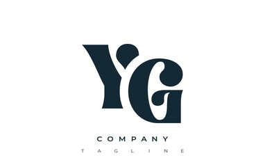 YG Creative Abstract Typography Logo Design. Elegant logo combining bold typography and creative shapes, ideal for branding and identity solutions.