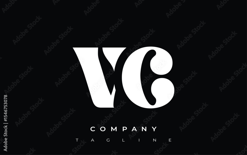 Fototapete vc creative abstract typography logo design. elegant logo combining bold typography and creative sha