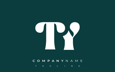 TY Creative Abstract Typography Logo Design. Elegant logo combining bold typography and creative shapes, ideal for branding and identity solutions.