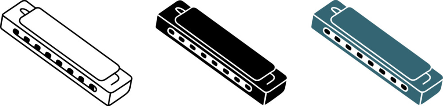 Harmonica musical instrument vector illustration of blues harp mouth organ isolated on white background editable stock vector