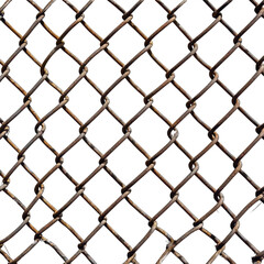 Wired fence, A detailed image of a wired fence, featuring interwoven metal wires and wooden posts, set in a rural landscape, isolated on transparent background