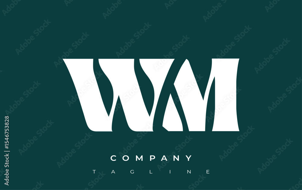 Fototapete wm creative abstract typography logo design. elegant logo combining bold typography and creative sha