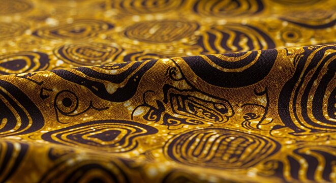 Luxurious Gold and Black African Print Fabric Texture