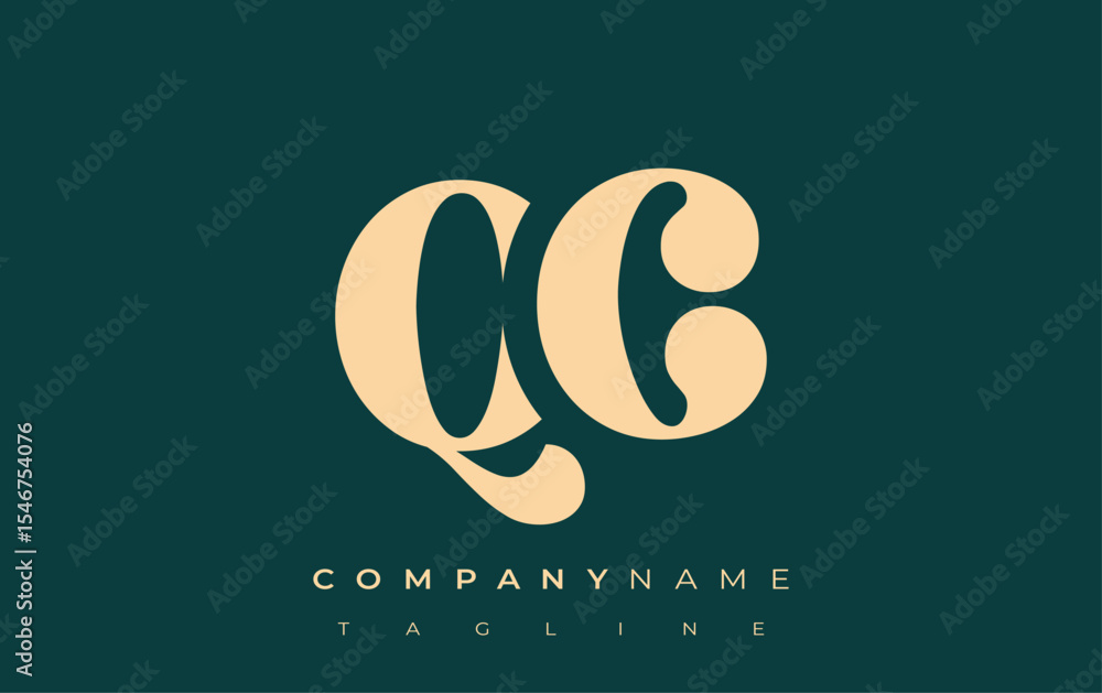 Fototapete qc creative abstract typography logo design. elegant logo combining bold typography and creative sha