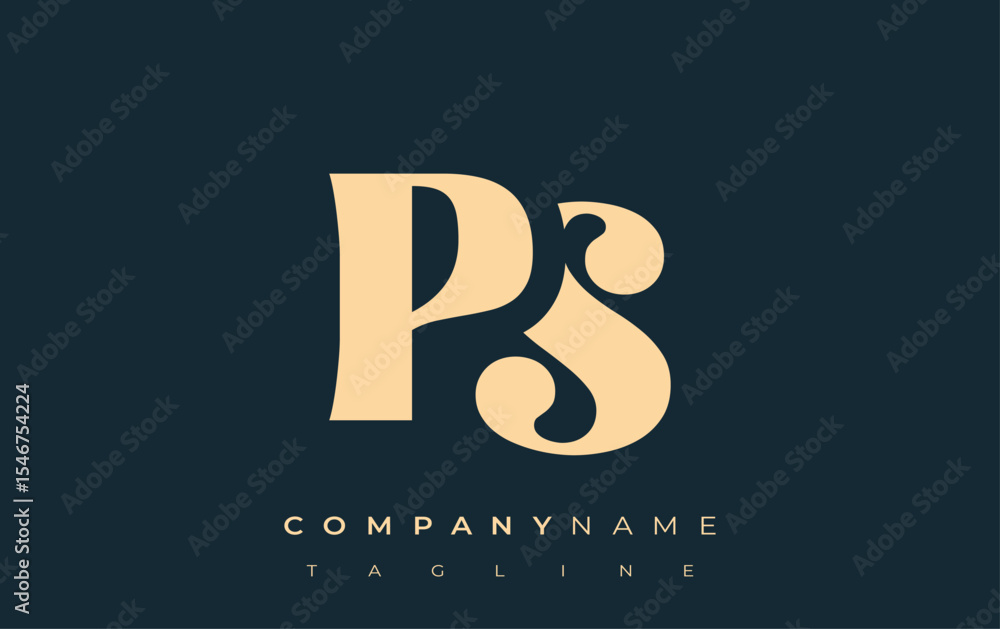 Fototapete ps creative abstract typography logo design. elegant logo combining bold typography and creative sha