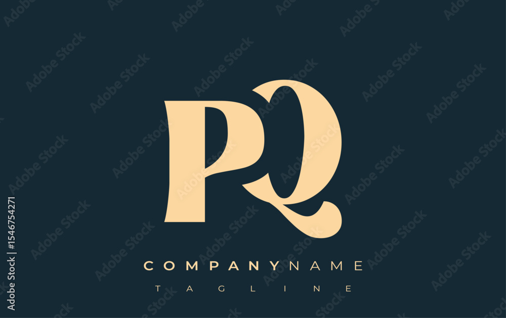 Fototapete pq creative abstract typography logo design. elegant logo combining bold typography and creative sha