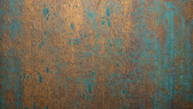Abstract impasto painting, teal and brown texture