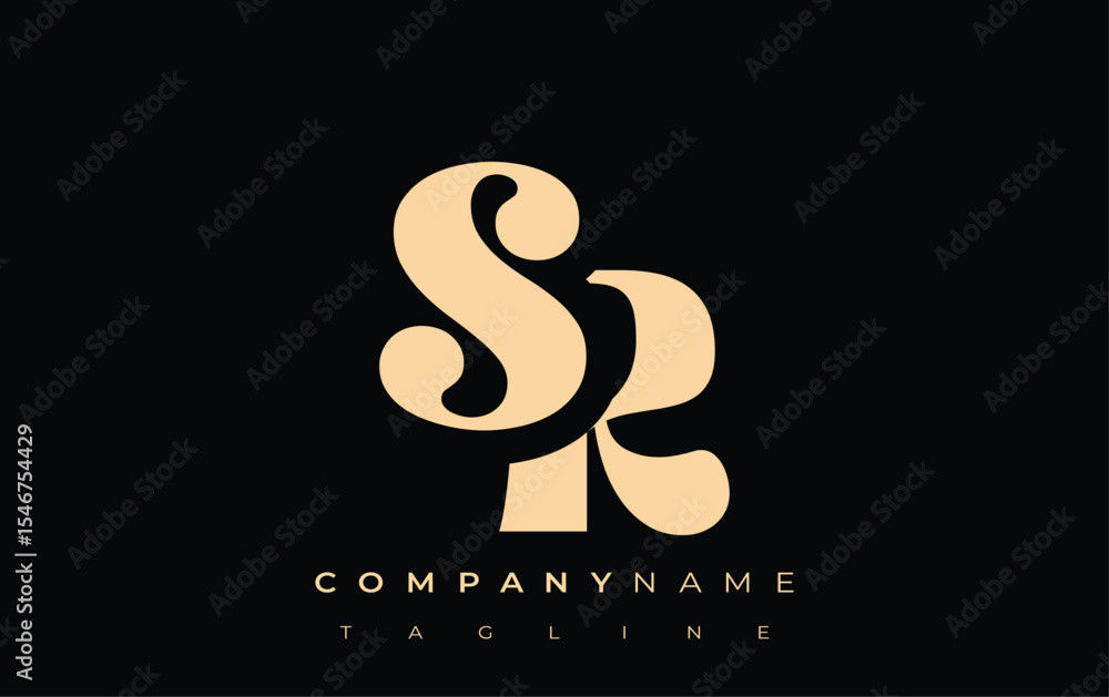 Fototapete sr creative abstract typography logo design. elegant logo combining bold typography and creative sha