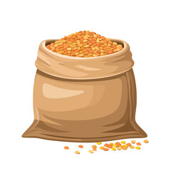 Illustration of a bag filled with grain or seeds - healthy food.