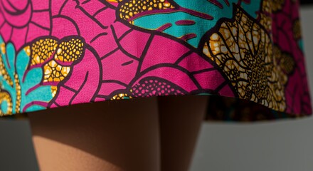 Vibrant African Print Skirt Hem Detail on Fair Skin
