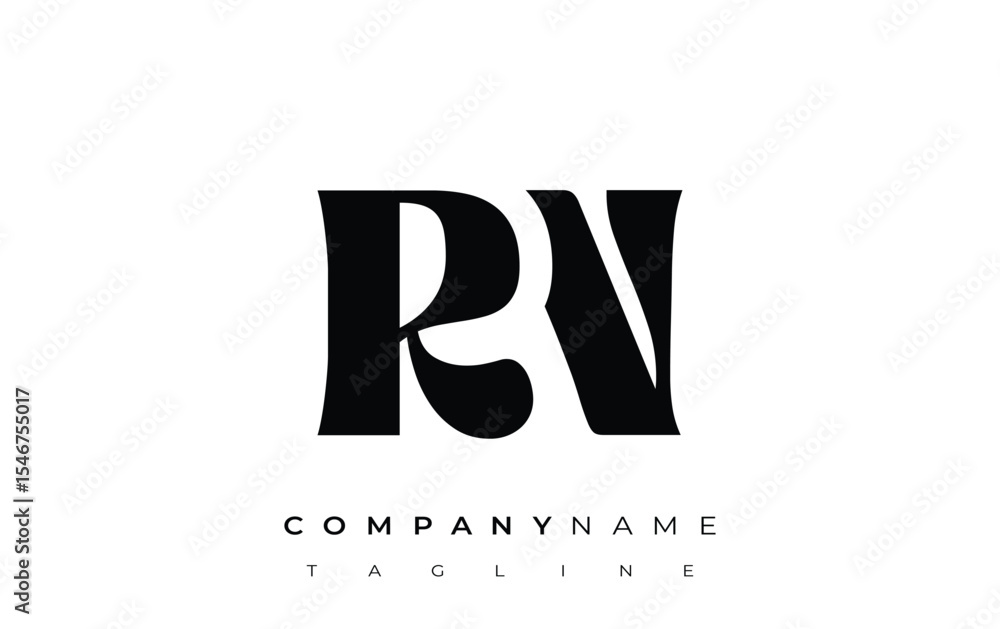 Fototapete rn creative abstract typography logo design. elegant logo combining bold typography and creative sha