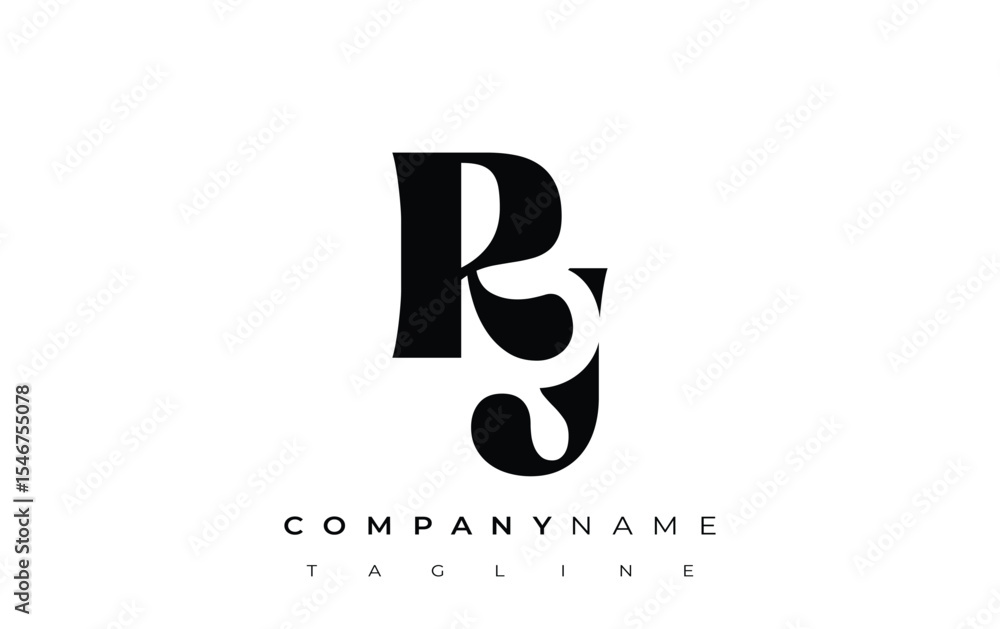 Fototapete rj creative abstract typography logo design. elegant logo combining bold typography and creative sha