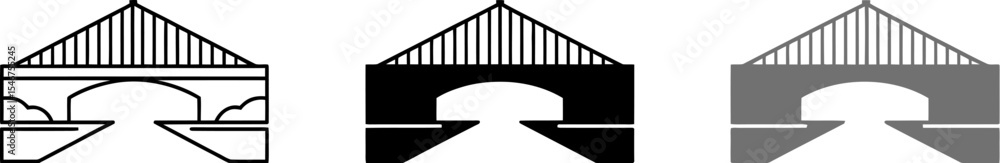 Poster bridge icon vector illustration set isolated on white background bridge structure architecture desig