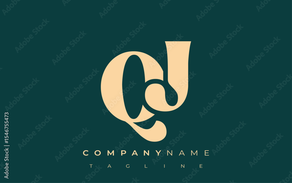 Fototapete qj creative abstract typography logo design. elegant logo combining bold typography and creative sha