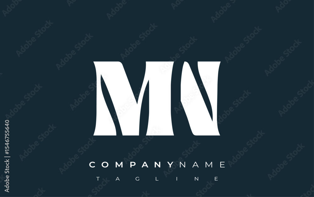 Fototapete mn creative abstract typography logo design. elegant logo combining bold typography and creative sha