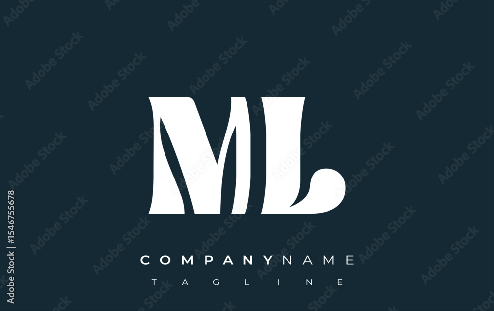 Fototapete ml creative abstract typography logo design. elegant logo combining bold typography and creative sha