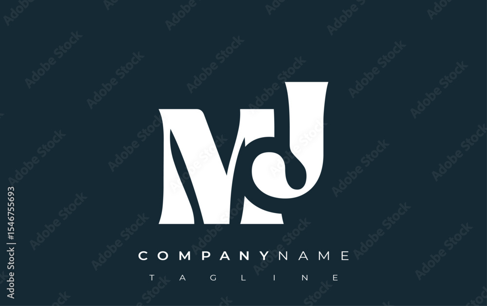 Fototapete mj creative abstract typography logo design. elegant logo combining bold typography and creative sha