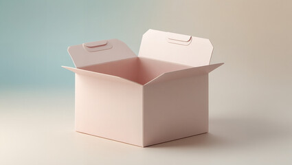 Soft Pale Pink Empty Packaging Box with Open Flaps, Perfect for Product Mockup, Gifting, or Branding Presentation