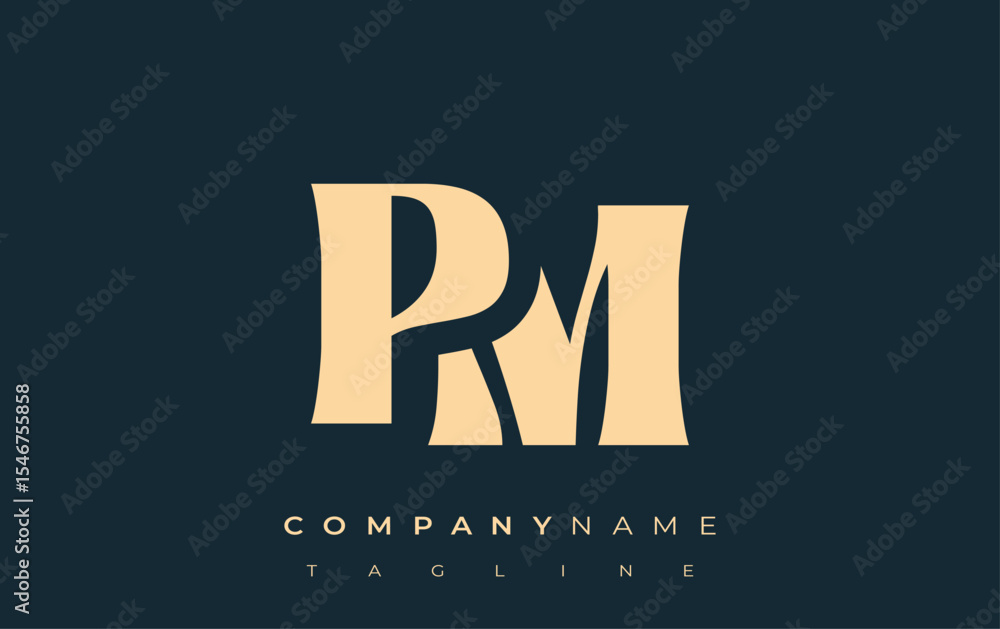 Fototapete pm creative abstract typography logo design. elegant logo combining bold typography and creative sha