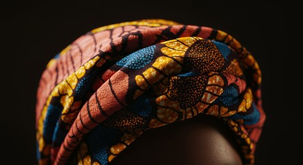 Vibrant African Headwrap: A Close-Up Study of Texture and Pattern