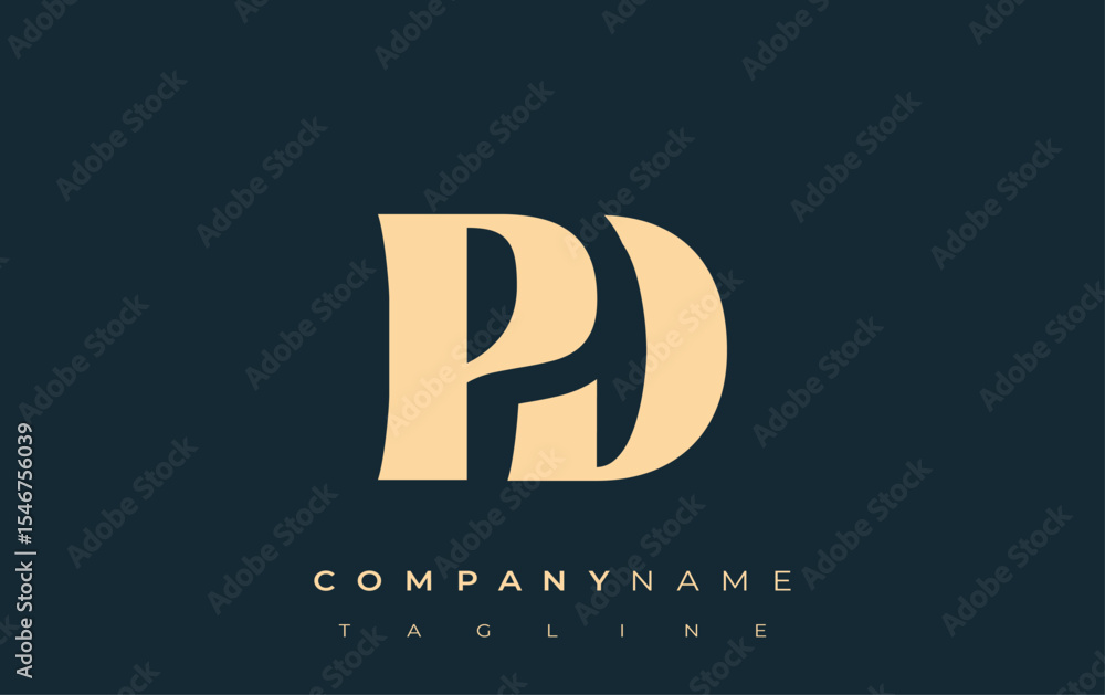 Fototapete pd creative abstract typography logo design. elegant logo combining bold typography and creative sha