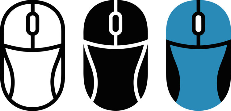 Computer mouse vector icons set, wireless mouse illustration, pc mouse graphic design element set editable stock vector