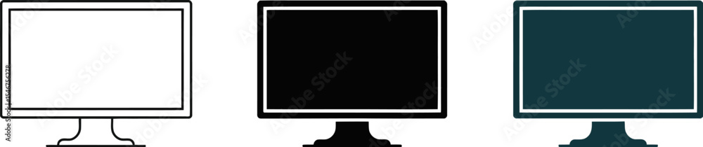 Poster computer monitor display screen vector illustration lcd led flat panel television set display device