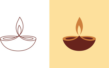 Diwali diya vector illustration hindu festival of lights indian traditional oil lamp deepavali design 100 editable stock vector