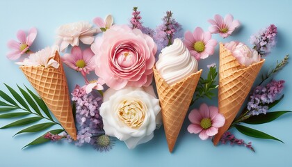 ice cream cones and flowers