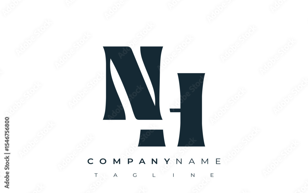 Fototapete nh creative abstract typography logo design. elegant logo combining bold typography and creative sha