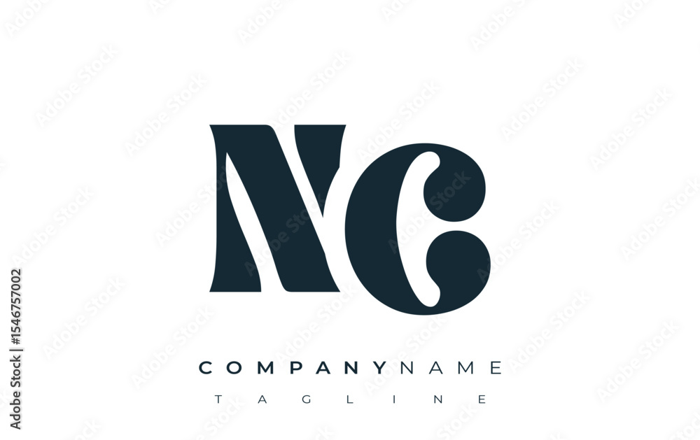 Fototapete nc creative abstract typography logo design. elegant logo combining bold typography and creative sha