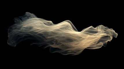 Fototapeta premium Abstract swirling beige smoke on black background.